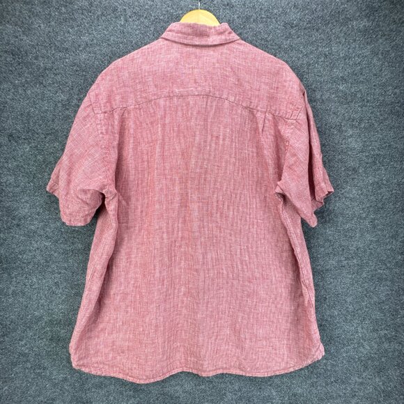 Orvis Signature Collection Linen Shirt Mens XL Button Down Micro Houndstooth Red - Picture 5 of 12